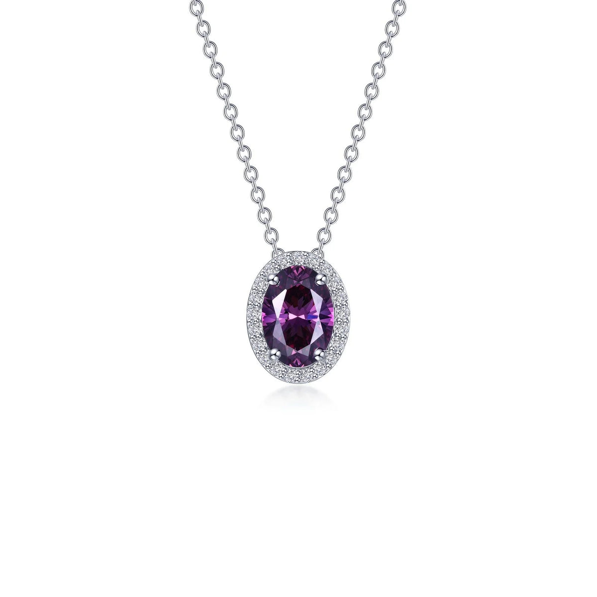 Lafonn Simulated Diamond &amp; Amethyst Oval Halo Necklace N0340AMP20