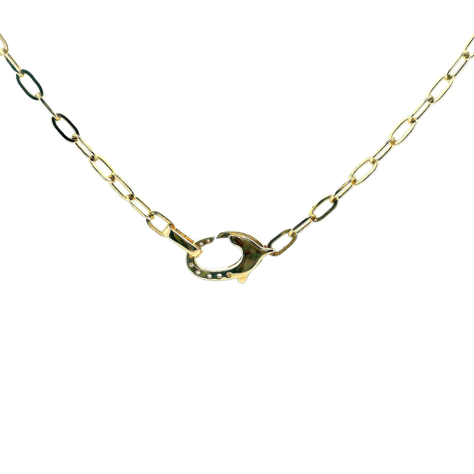 14K Yellow Gold 0.25cttw. Diamond Lobster Clasp Oval Link Necklace
