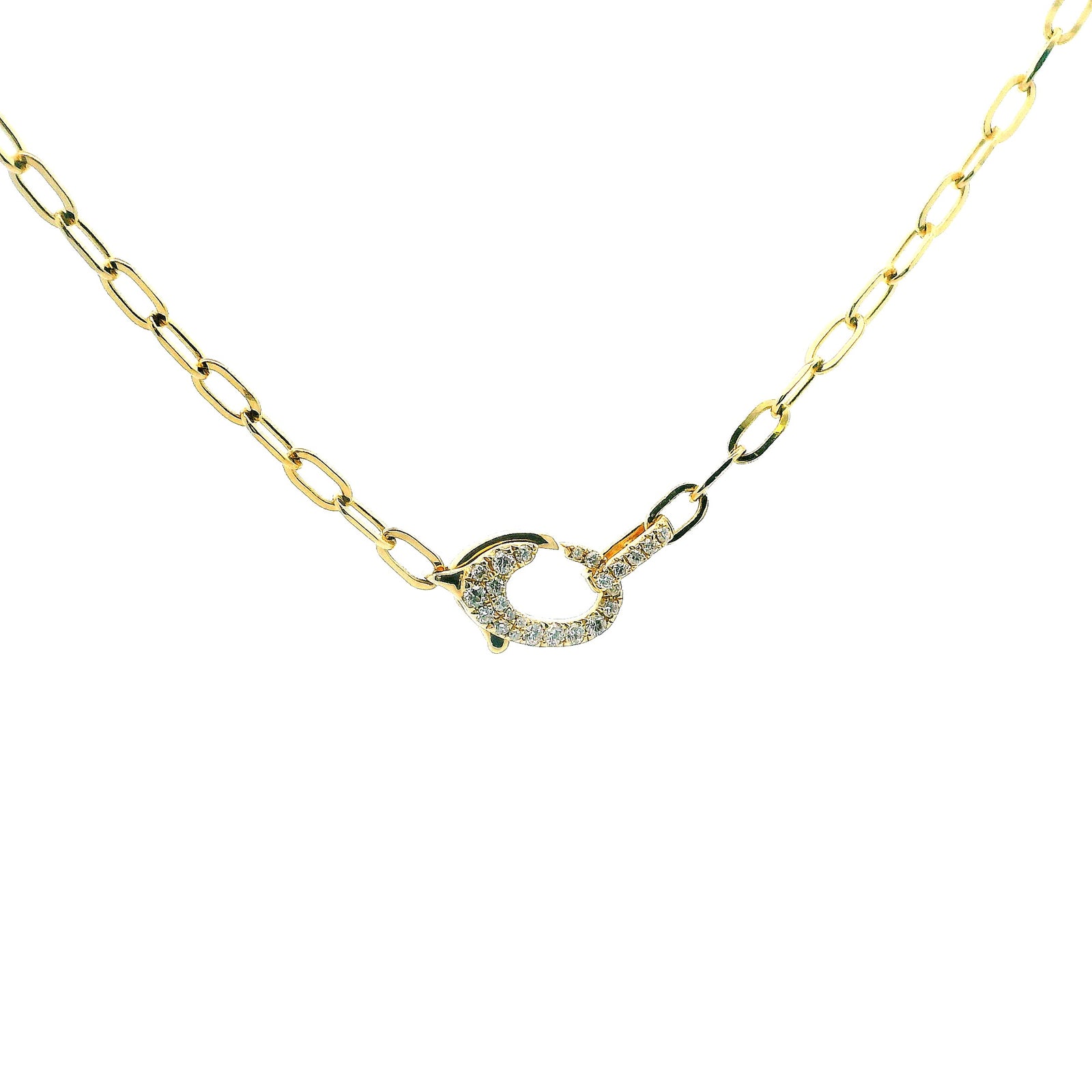 14K Yellow Gold 0.25cttw. Diamond Lobster Clasp Oval Link Necklace