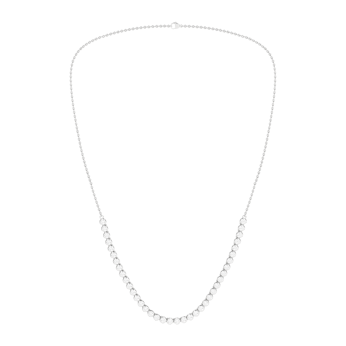 2 Carat Round Lab Grown Diamond 14K Gold Half Eternity Tennis Necklace