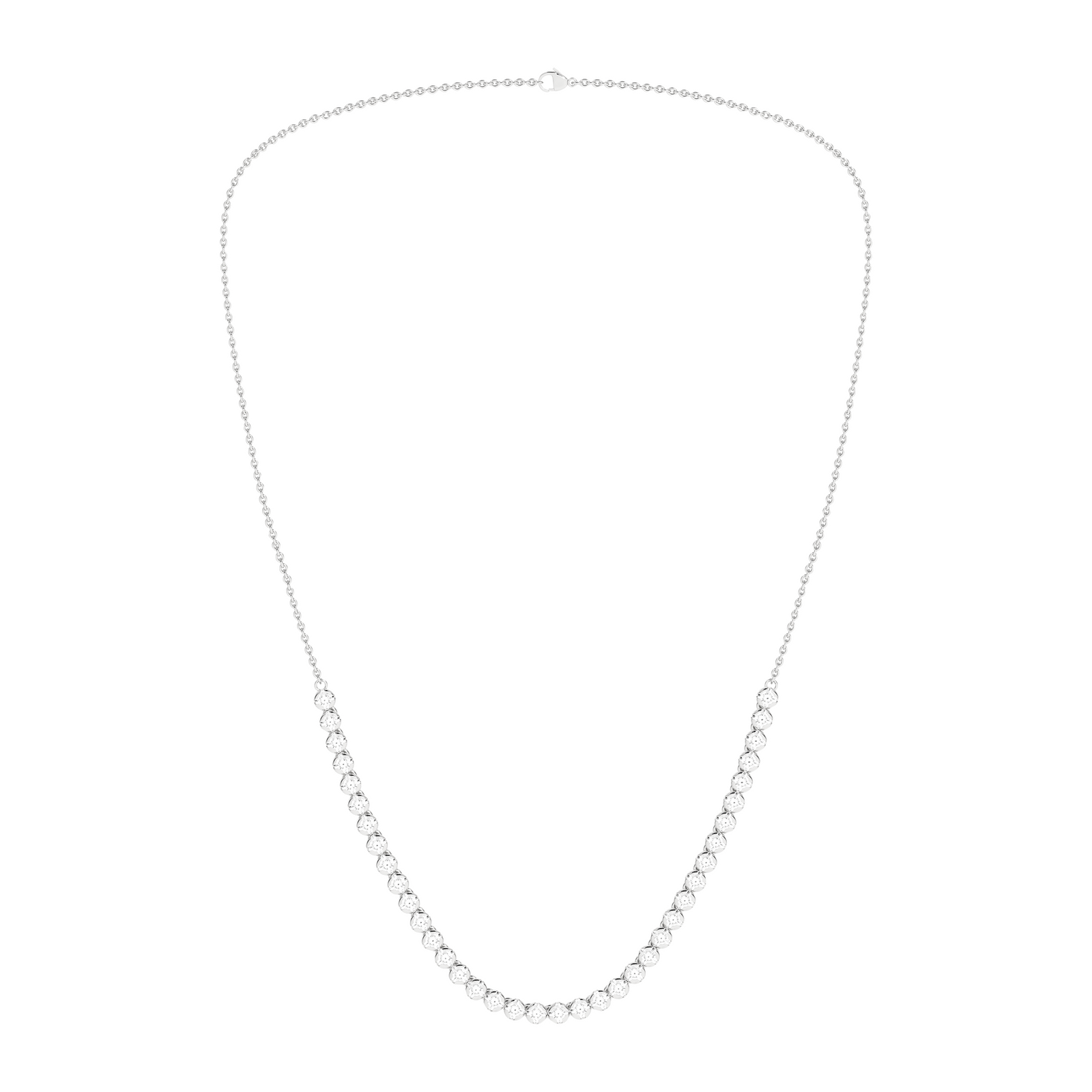 2 Carat Round Lab Grown Diamond 14K Gold Half Eternity Tennis Necklace