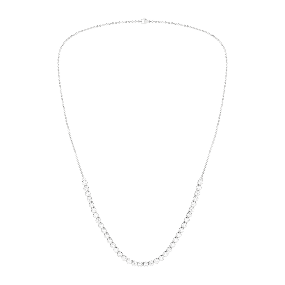 2 Carat Round Lab Grown Diamond 14K Gold Half Eternity Tennis Necklace