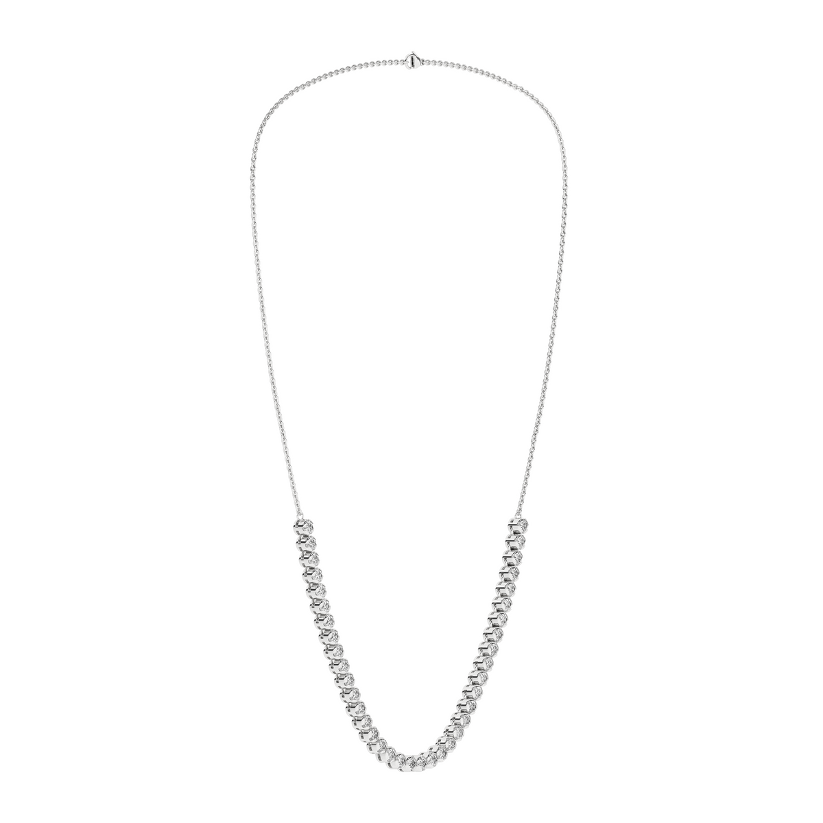 2 Carat Round Lab Grown Diamond 14K Gold Half Eternity Tennis Necklace