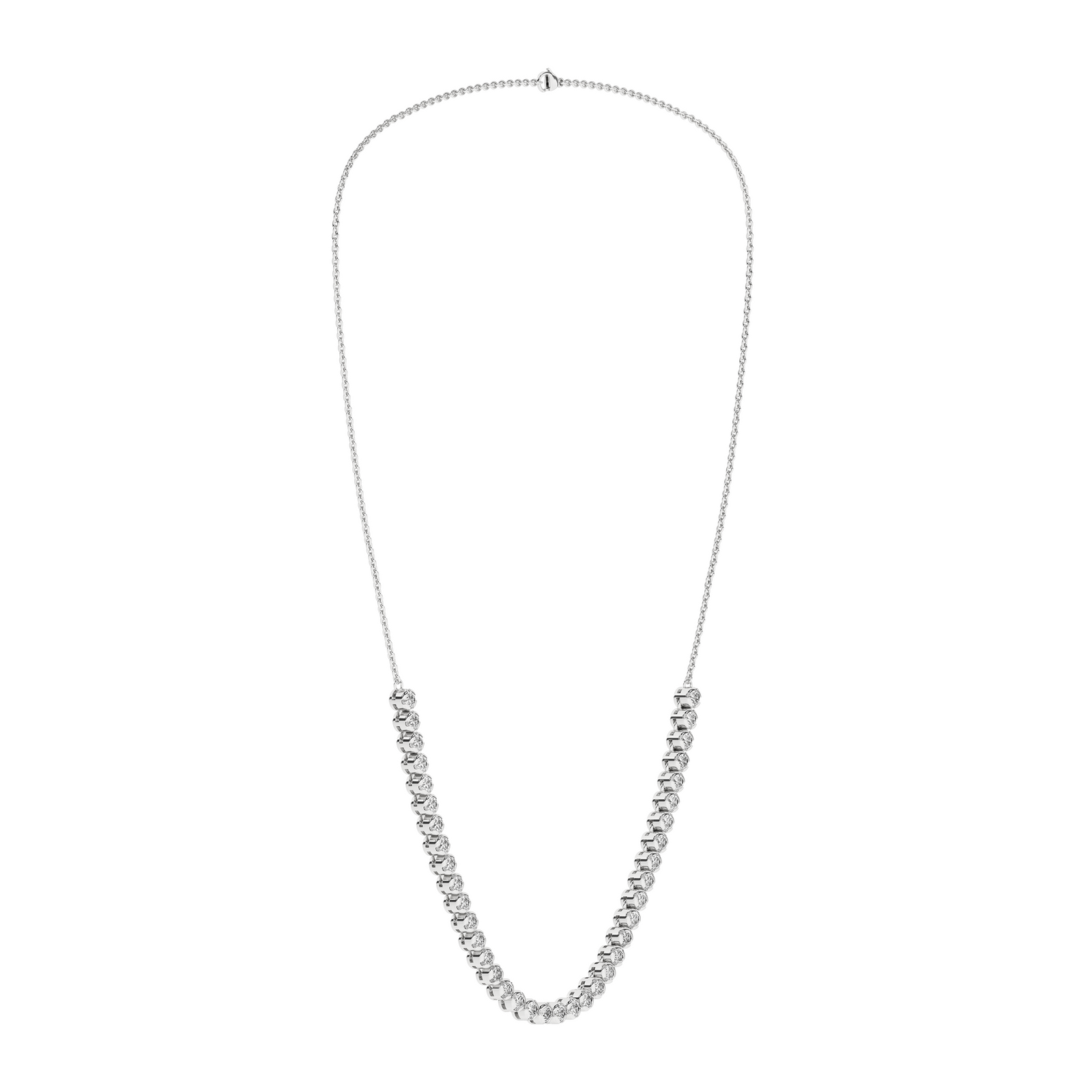 2 Carat Round Lab Grown Diamond 14K Gold Half Eternity Tennis Necklace