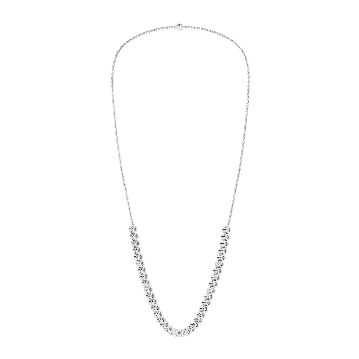 2 Carat Round Lab Grown Diamond 14K Gold Half Eternity Tennis Necklace