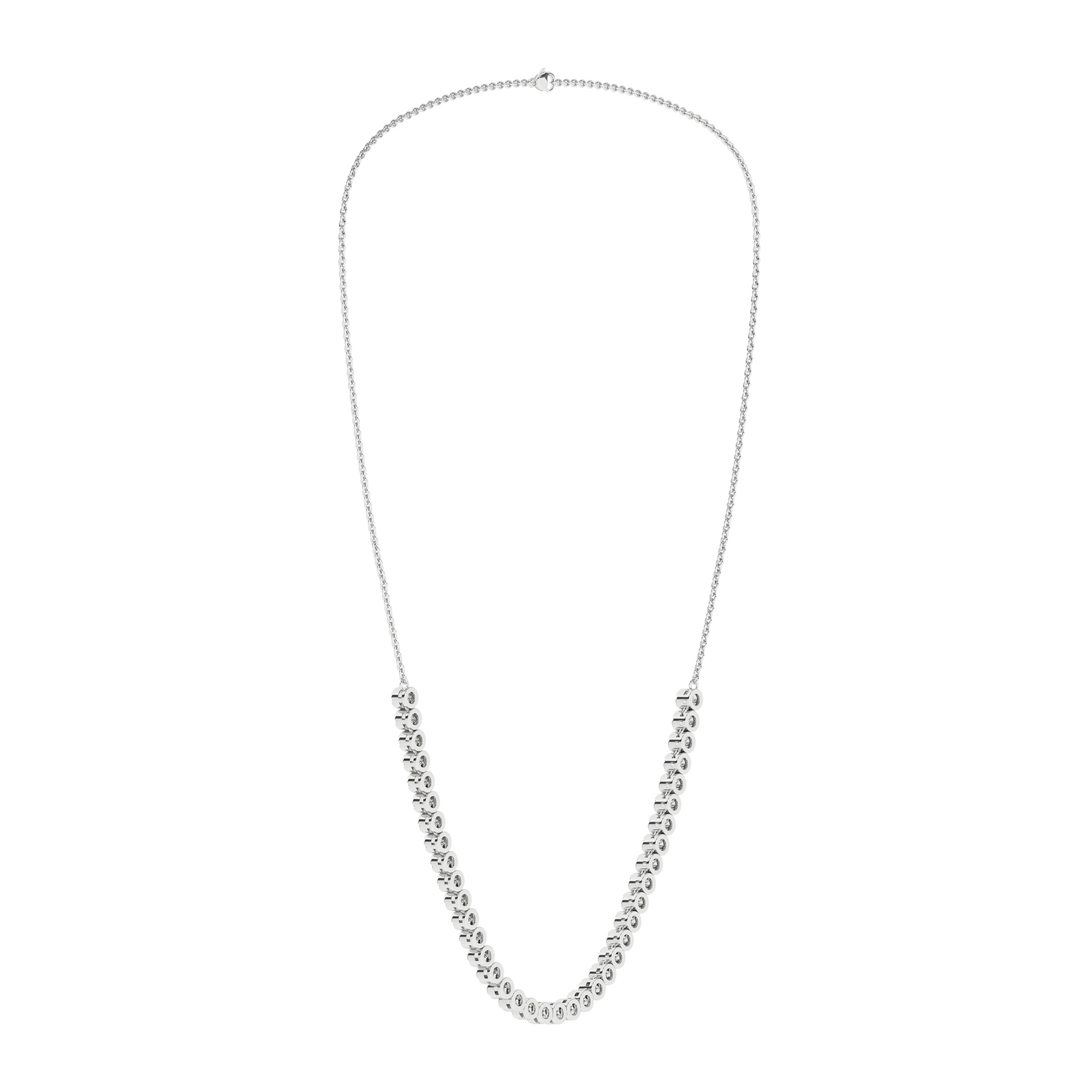 2 Carat Round Lab Grown Diamond 14K Gold Half Eternity Tennis Necklace