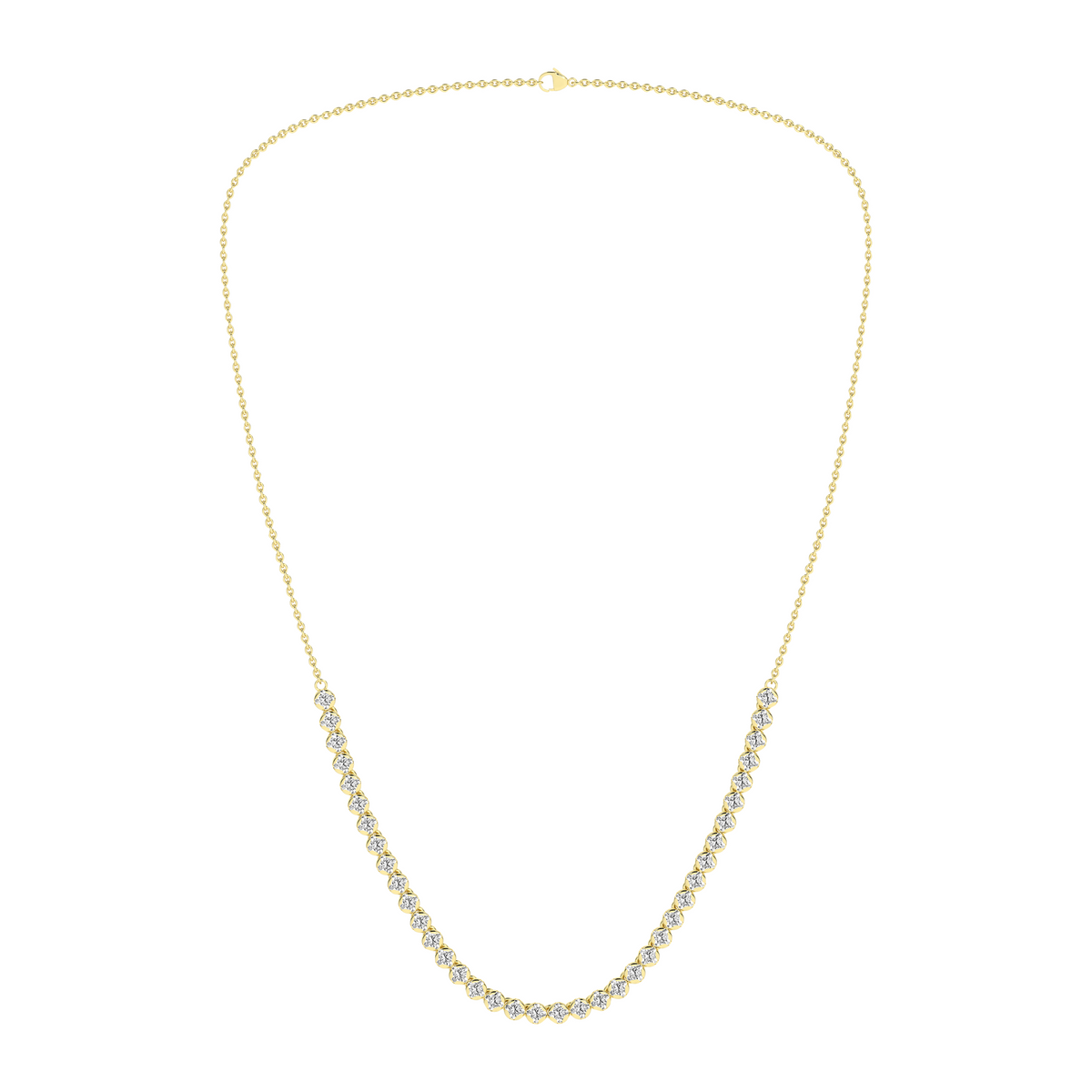 2 Carat Round Lab Grown Diamond 14K Gold Half Eternity Tennis Necklace
