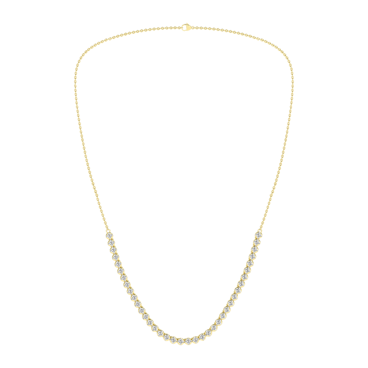2 Carat Round Lab Grown Diamond 14K Gold Half Eternity Tennis Necklace