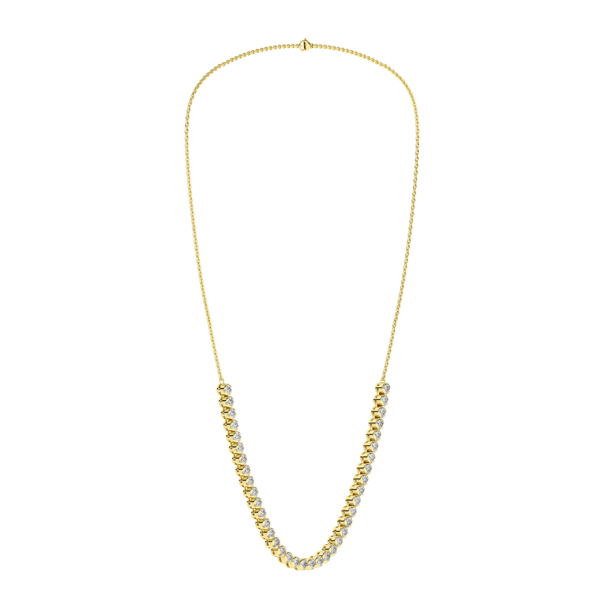 2 Carat Round Lab Grown Diamond 14K Gold Half Eternity Tennis Necklace