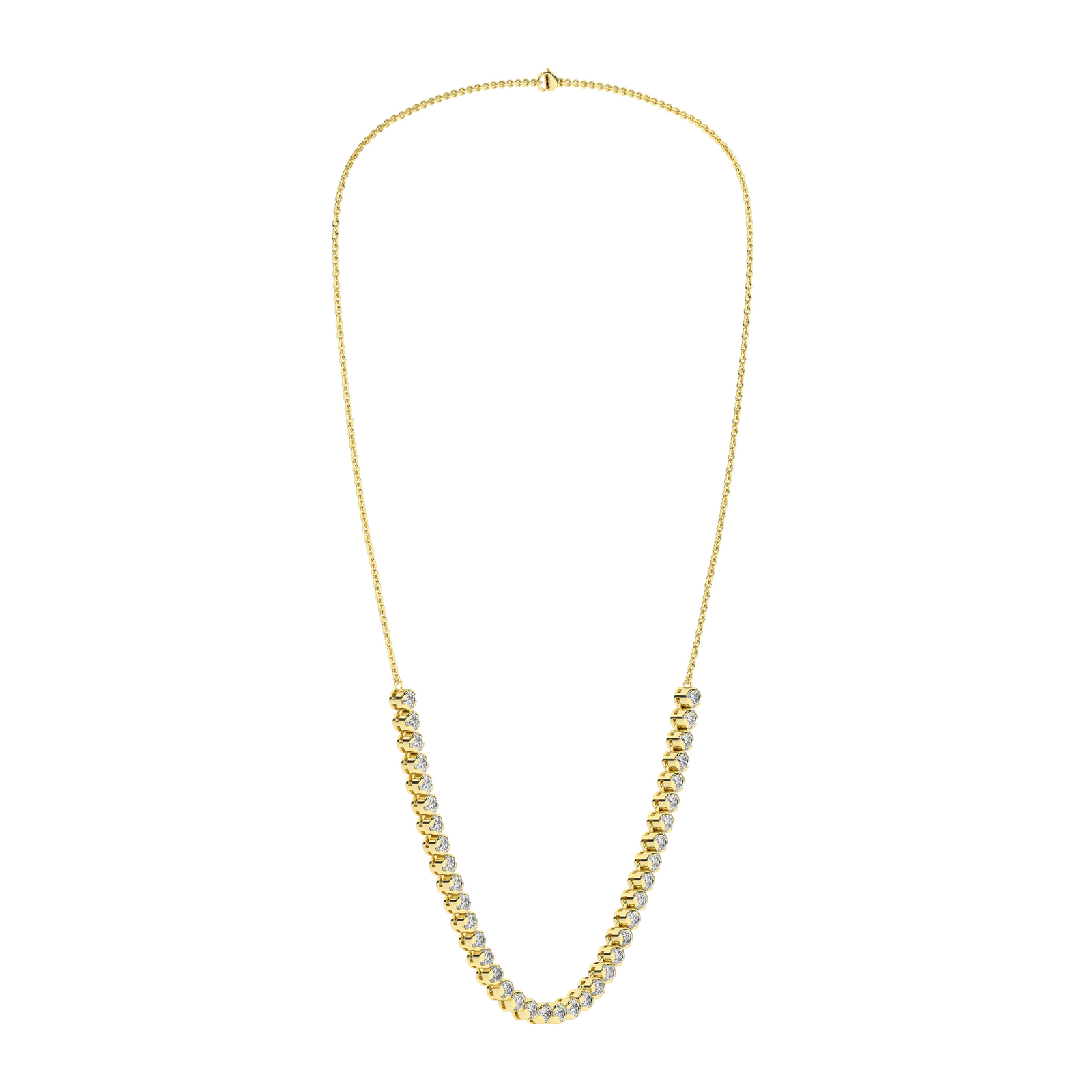 2 Carat Round Lab Grown Diamond 14K Gold Half Eternity Tennis Necklace