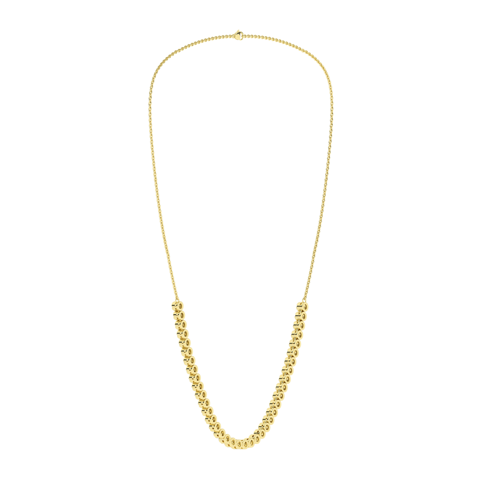 2 Carat Round Lab Grown Diamond 14K Gold Half Eternity Tennis Necklace