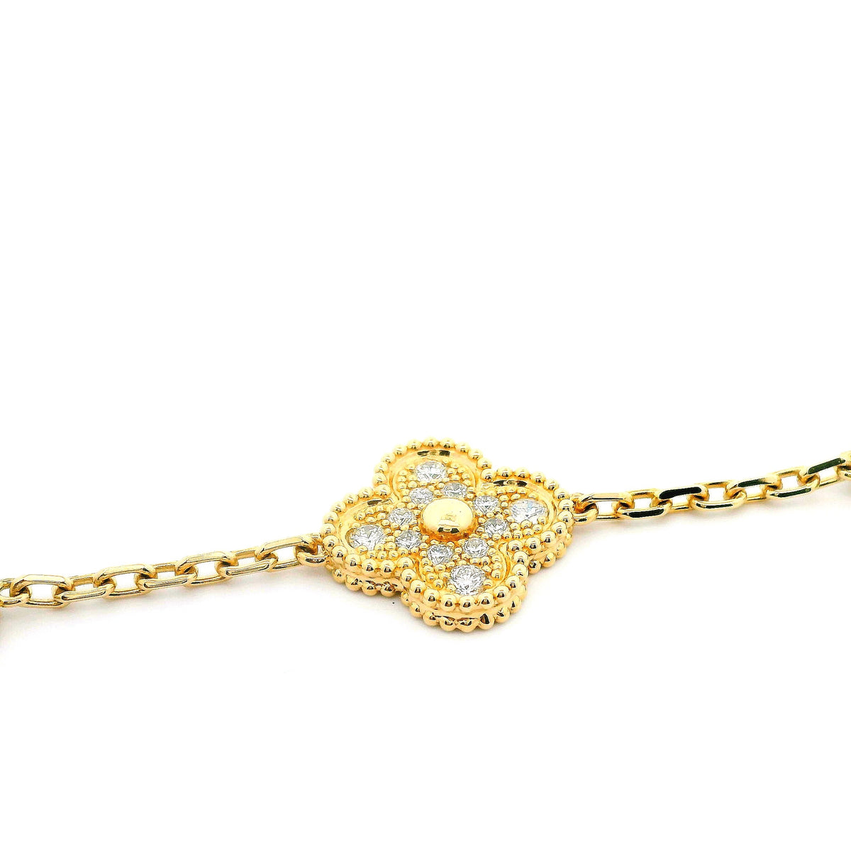 14K Yellow Gold 0.71cttw. Diamond 5 Motif Clover Bracelet