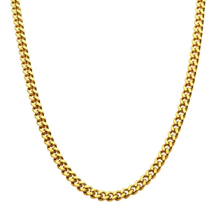 8mm 18K Gold Plated Stainless Steel Miami Cuban Chain 24&quot; NK15011GP-24