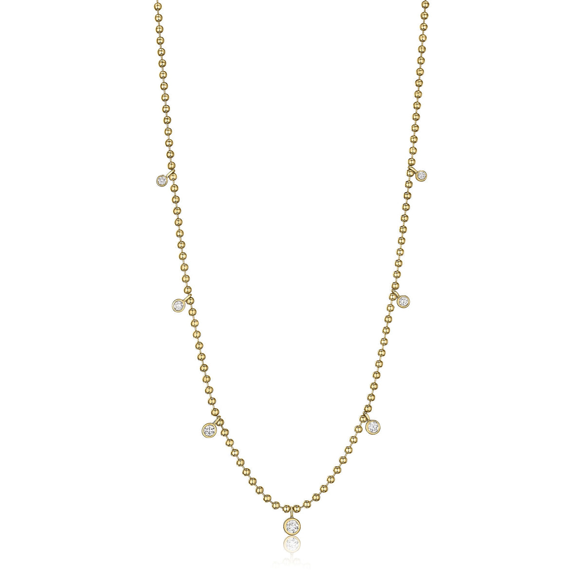 A. Jaffe 14K Yellow Gold 0.69cttw. Diamond Multi Bezel Dangle Beaded Necklace