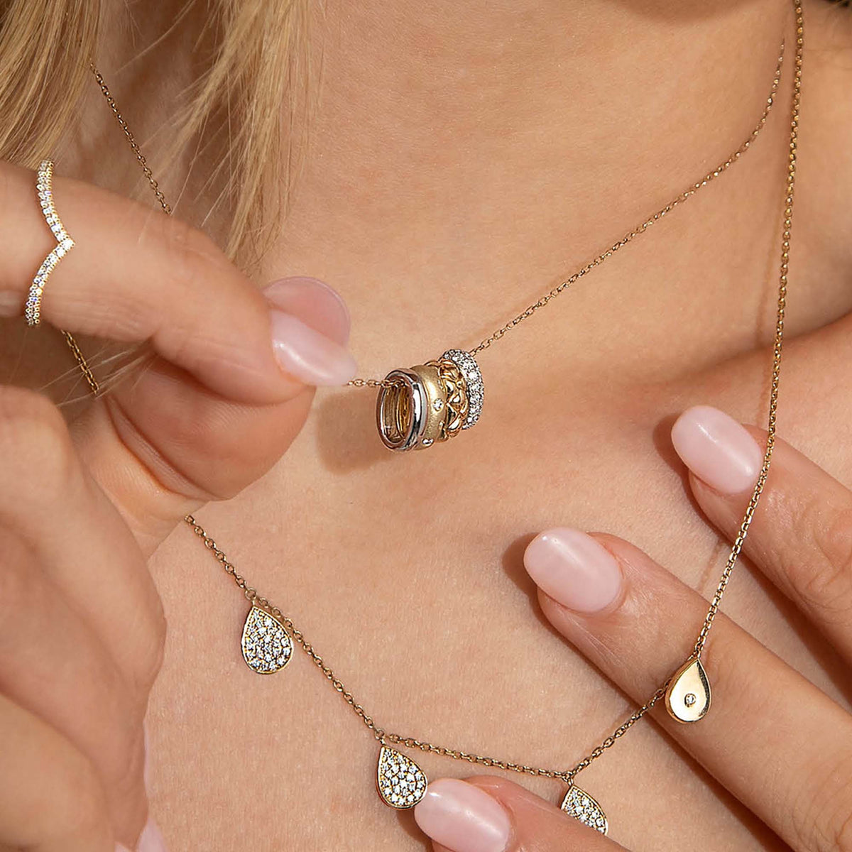 A. Jaffe 14K Yellow &amp; White Gold 0.44cttw. Diamond Multi Pendant Necklace