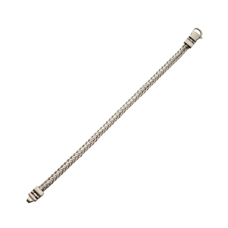6mm Stainless Steel Brushed Matte Finish Double Diamond Cut Spiga Chain 8.0" Bracelet NSTC2307-8