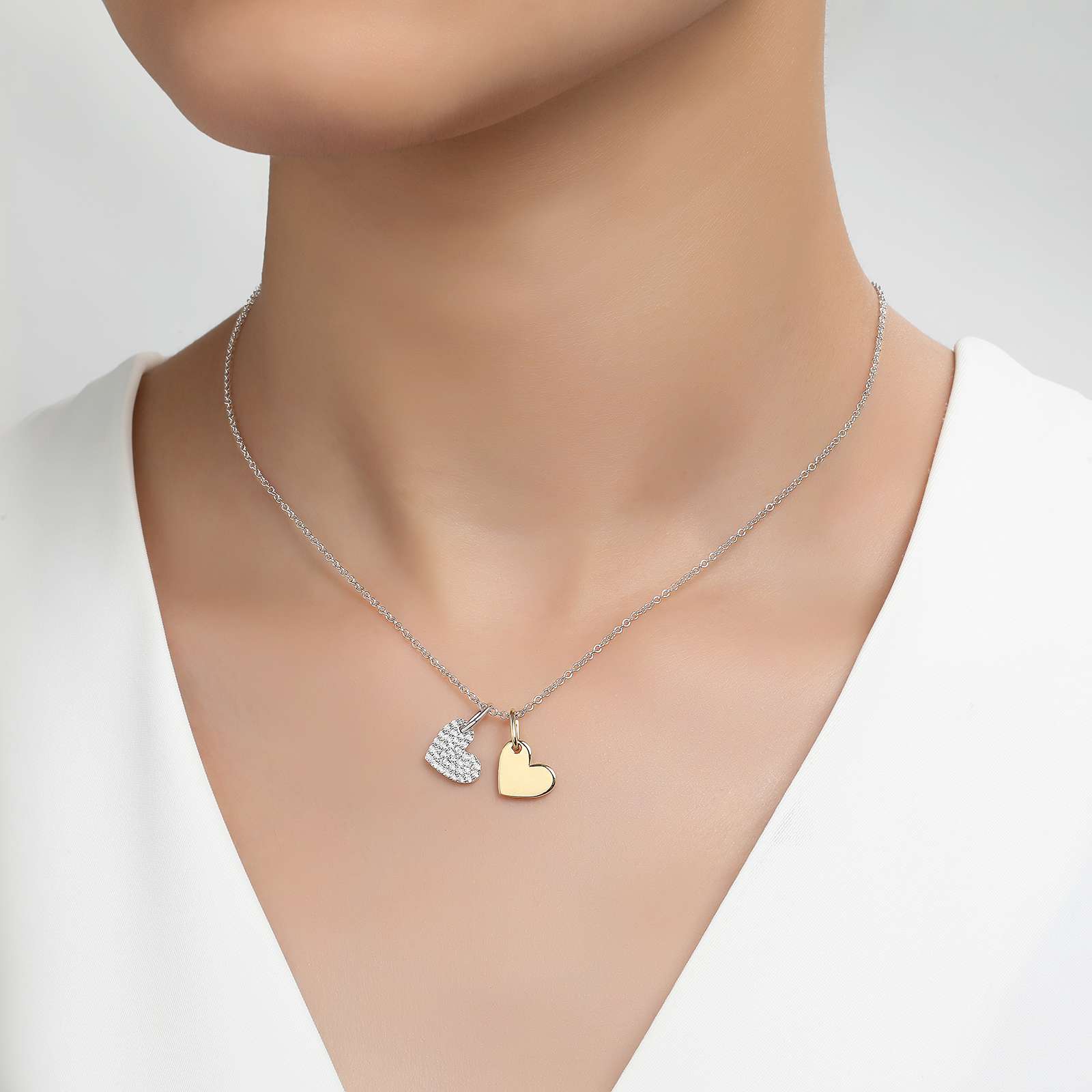 Lafonn Simulated Diamond Heart Shadow Pendant Necklace P0215CLT20