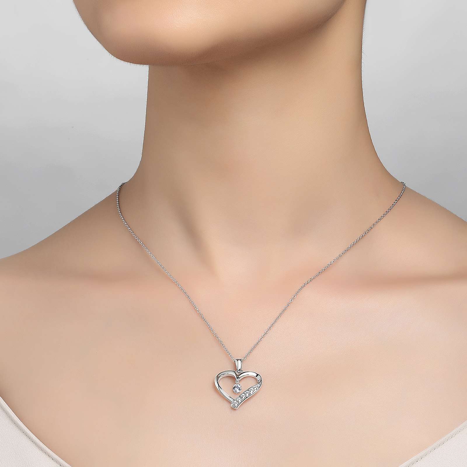 Lafonn Simulated Diamond Open Heart Pendant Necklace P0221CLP