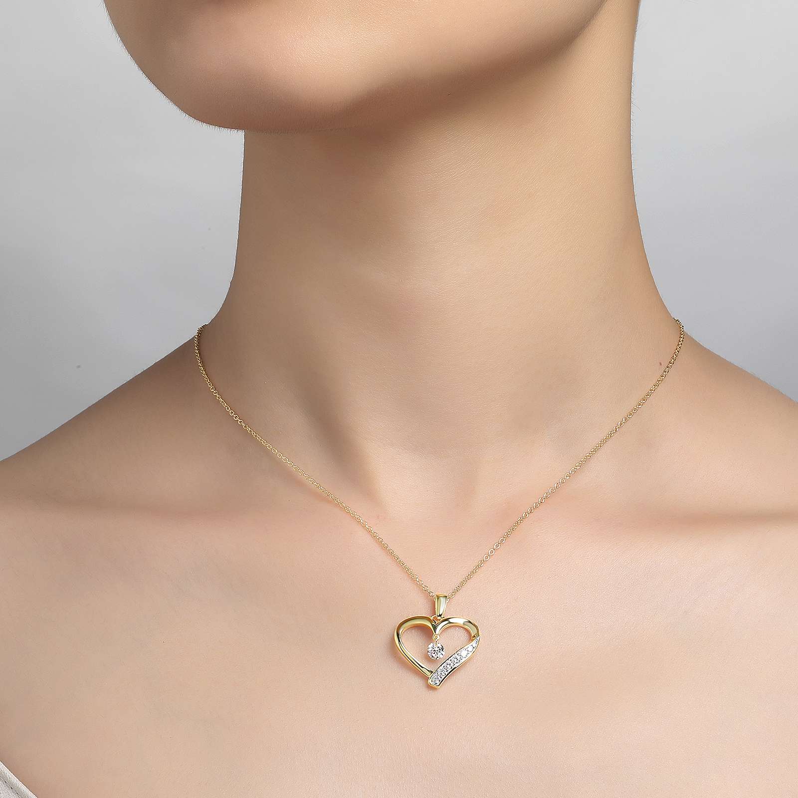 Lafonn Simulated Diamond Open Heart Pendant Necklace P0221CLT