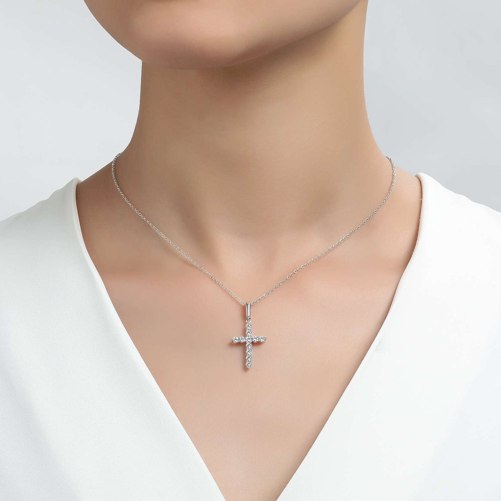 Lafonn Simulated Diamond 0.55ct Cross Necklace P0242CLP