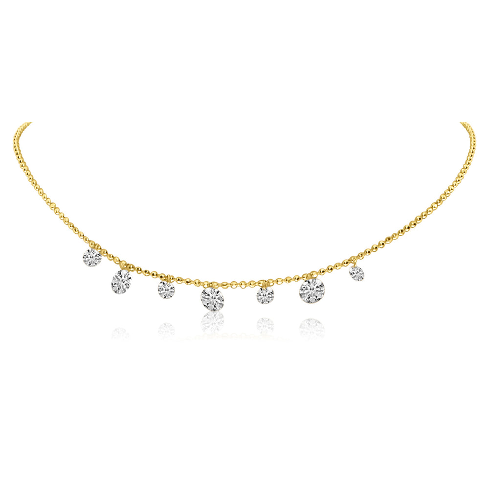 14K Yellow Gold 0.65ct. 7 Stone Dashing Diamond Necklace
