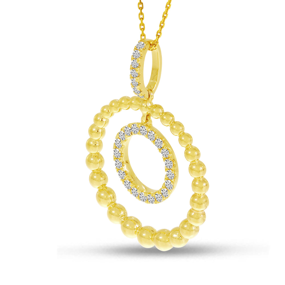 14K Yellow Gold 0.18ct. Diamond Beaded Sphere Dangle Pendant