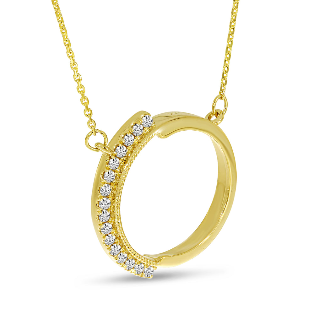 14K Yellow Gold 0.08ct. Diamond Half Open Circle Necklace