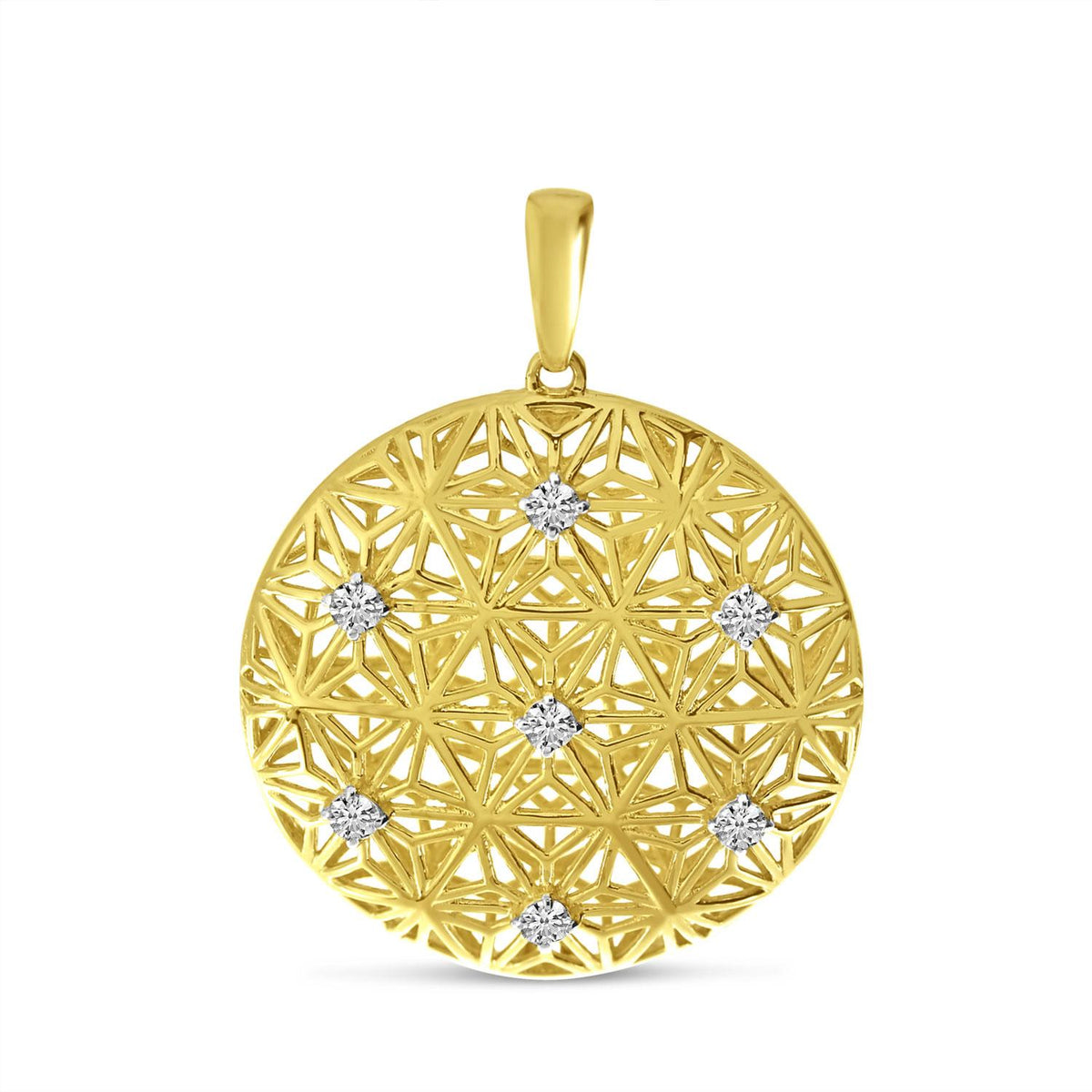 14K Yellow Gold 0.14cttw. Diamond Filigree Pendant