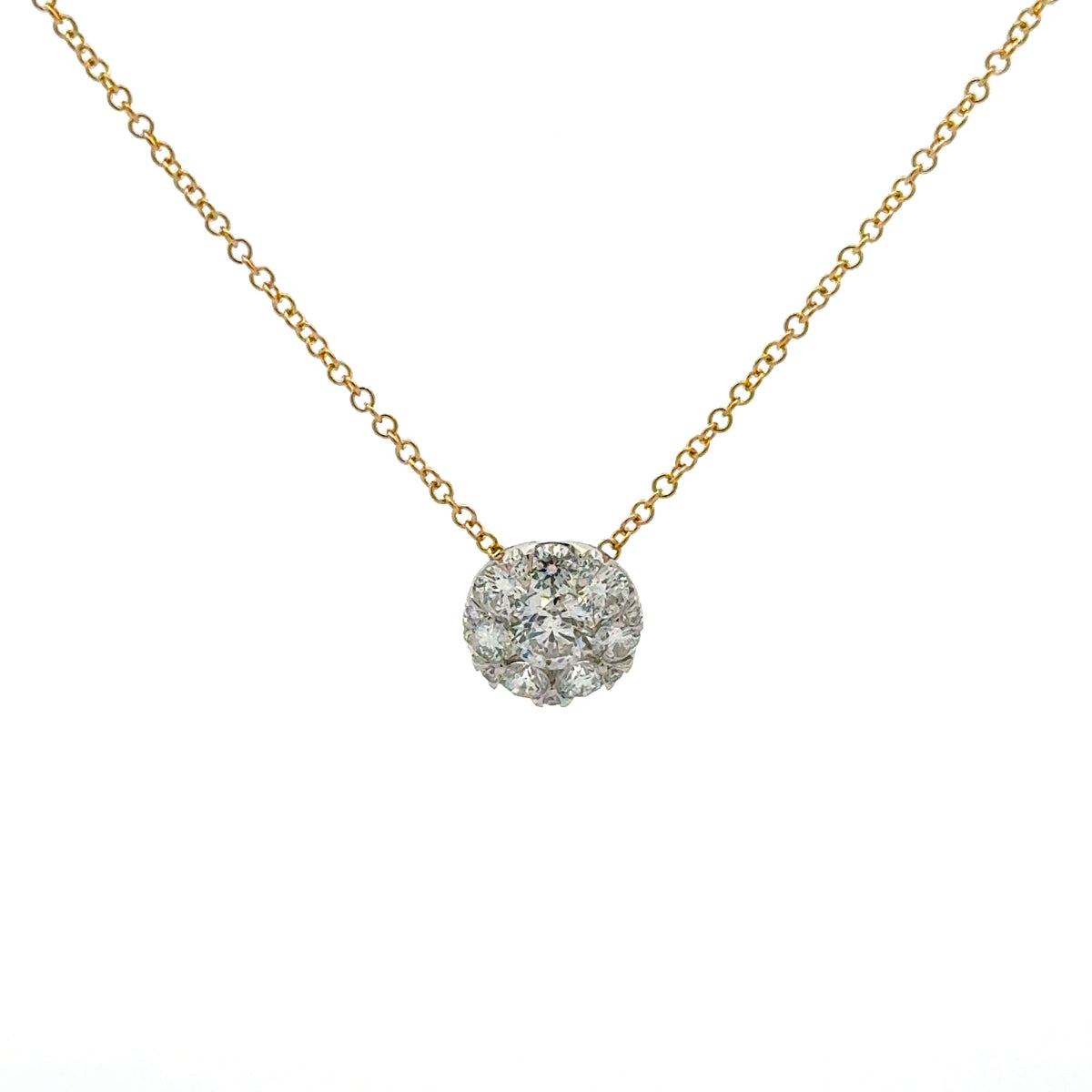 A. Jaffe 14K Yellow Gold 0.68cttw. Diamond Cluster Necklace