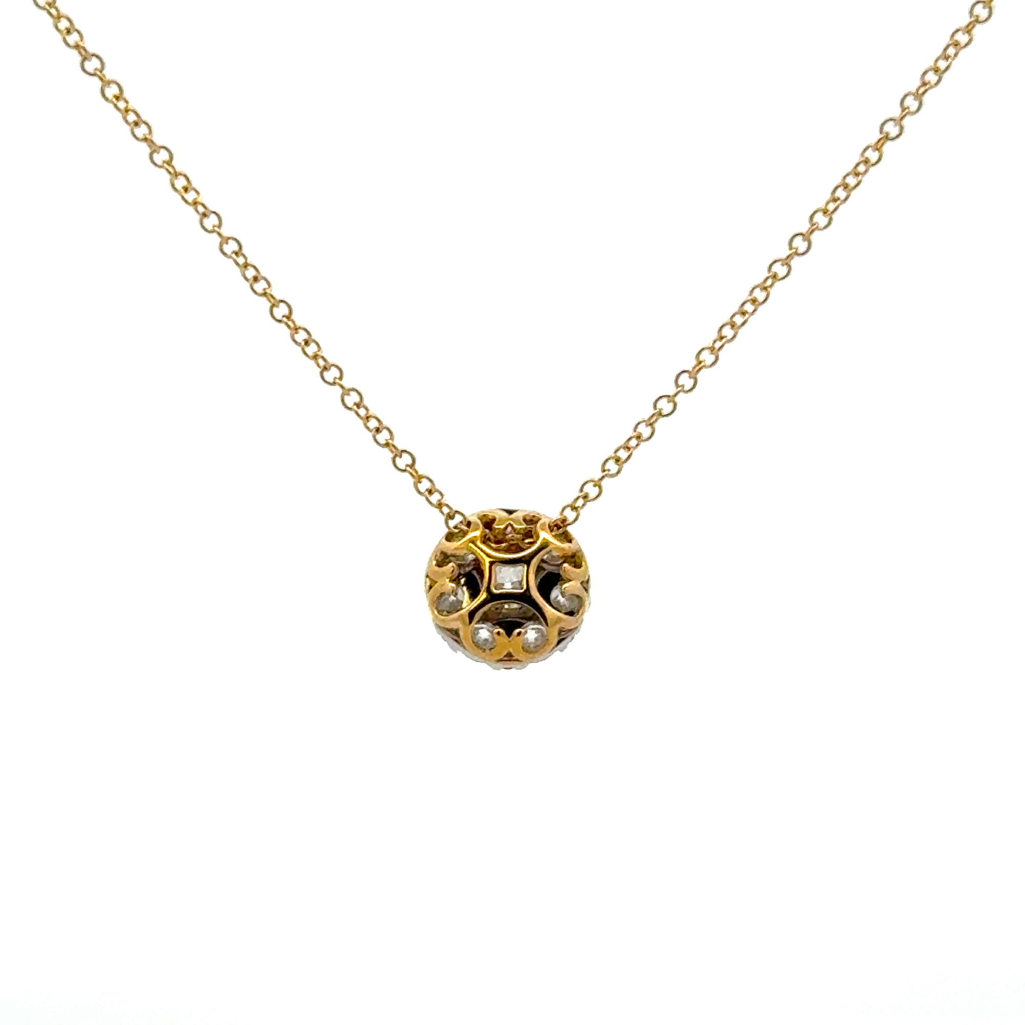 A. Jaffe 14K Yellow Gold 0.68cttw. Diamond Cluster Necklace
