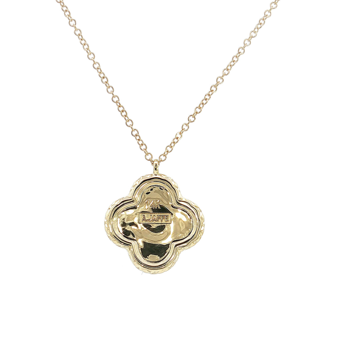 A. Jaffe 14K Yellow Gold 0.20cttw. Diamond Clover Quilted Border Necklace
