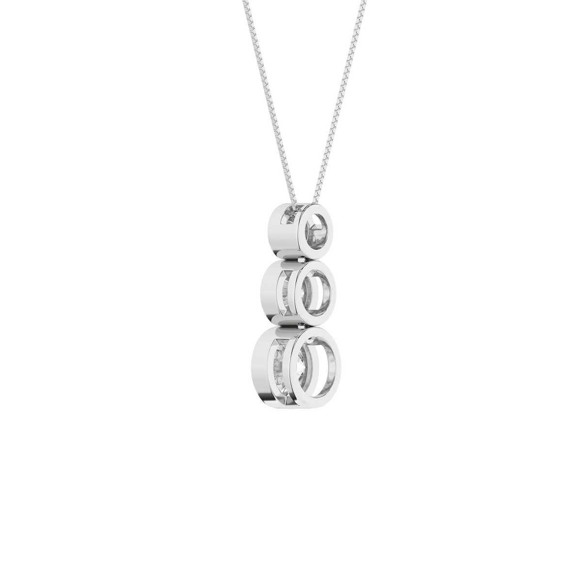 1 1/3 Carat Round Lab Grown Diamond 14K Gold Seamless Three Stone Graduated Drop  Necklace