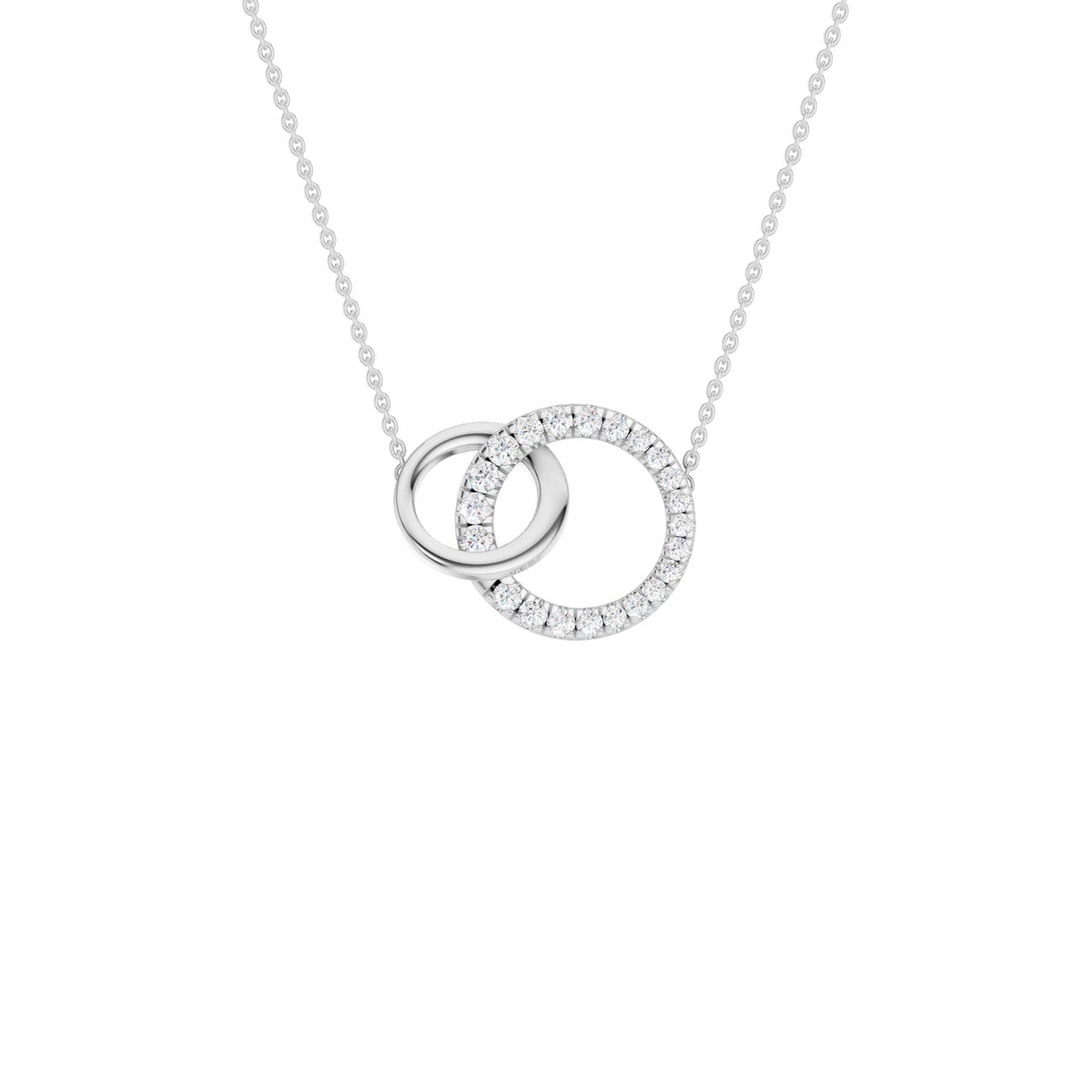 14K White Gold 0.62 ctw.  Lab Grown Diamond Interlink Circle Pendant Necklace