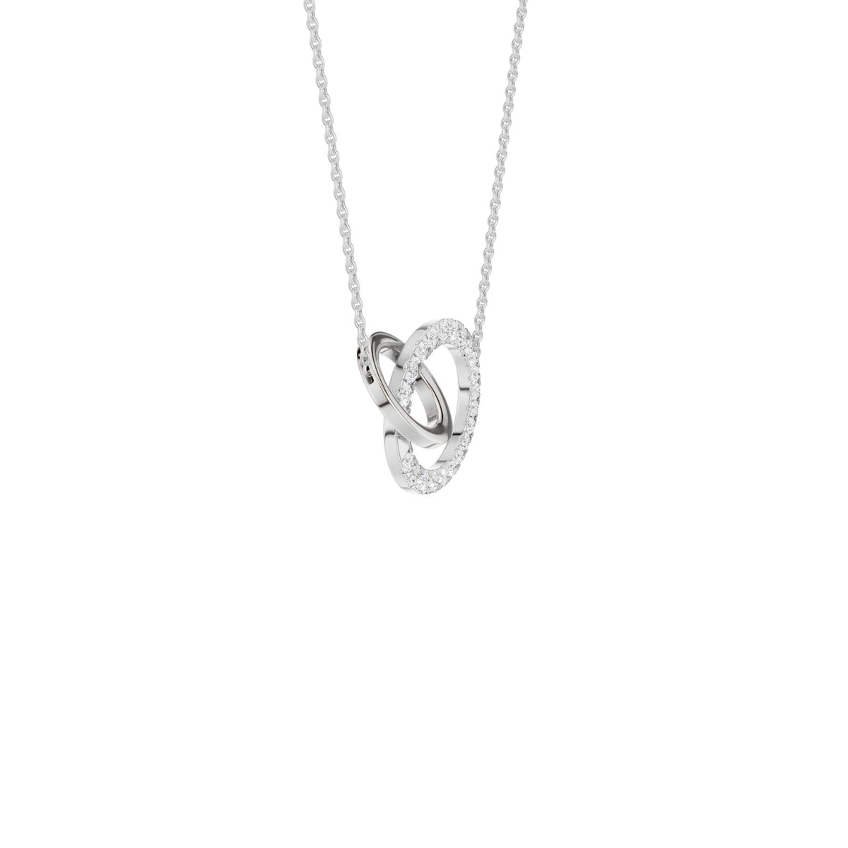 14K White Gold 0.62 ctw.  Lab Grown Diamond Interlink Circle Pendant Necklace