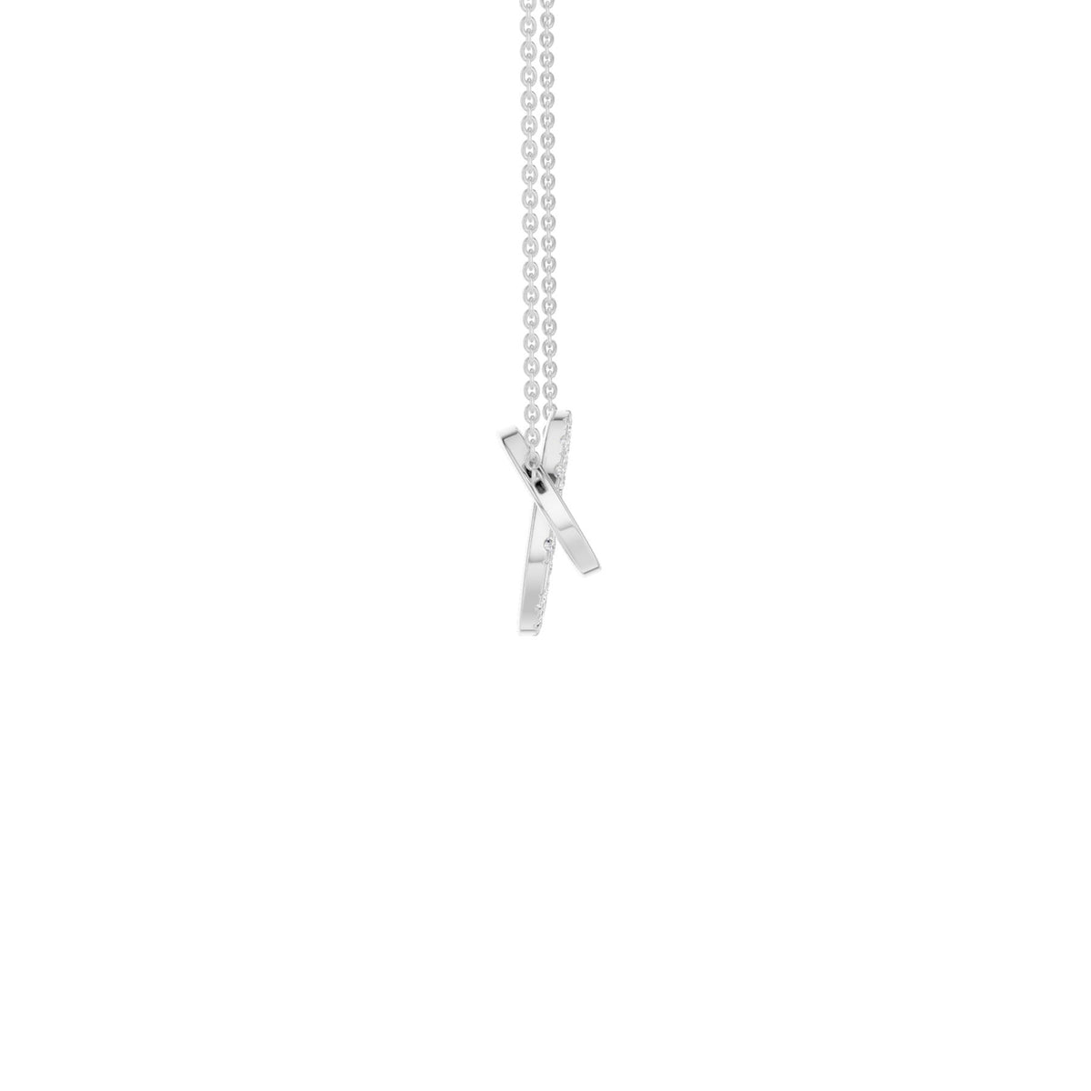 14K White Gold 0.62 ctw.  Lab Grown Diamond Interlink Circle Pendant Necklace