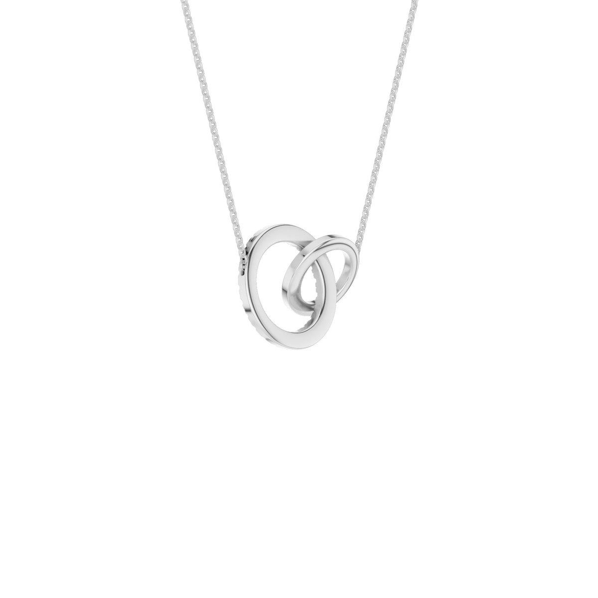 14K White Gold 0.62 ctw.  Lab Grown Diamond Interlink Circle Pendant Necklace