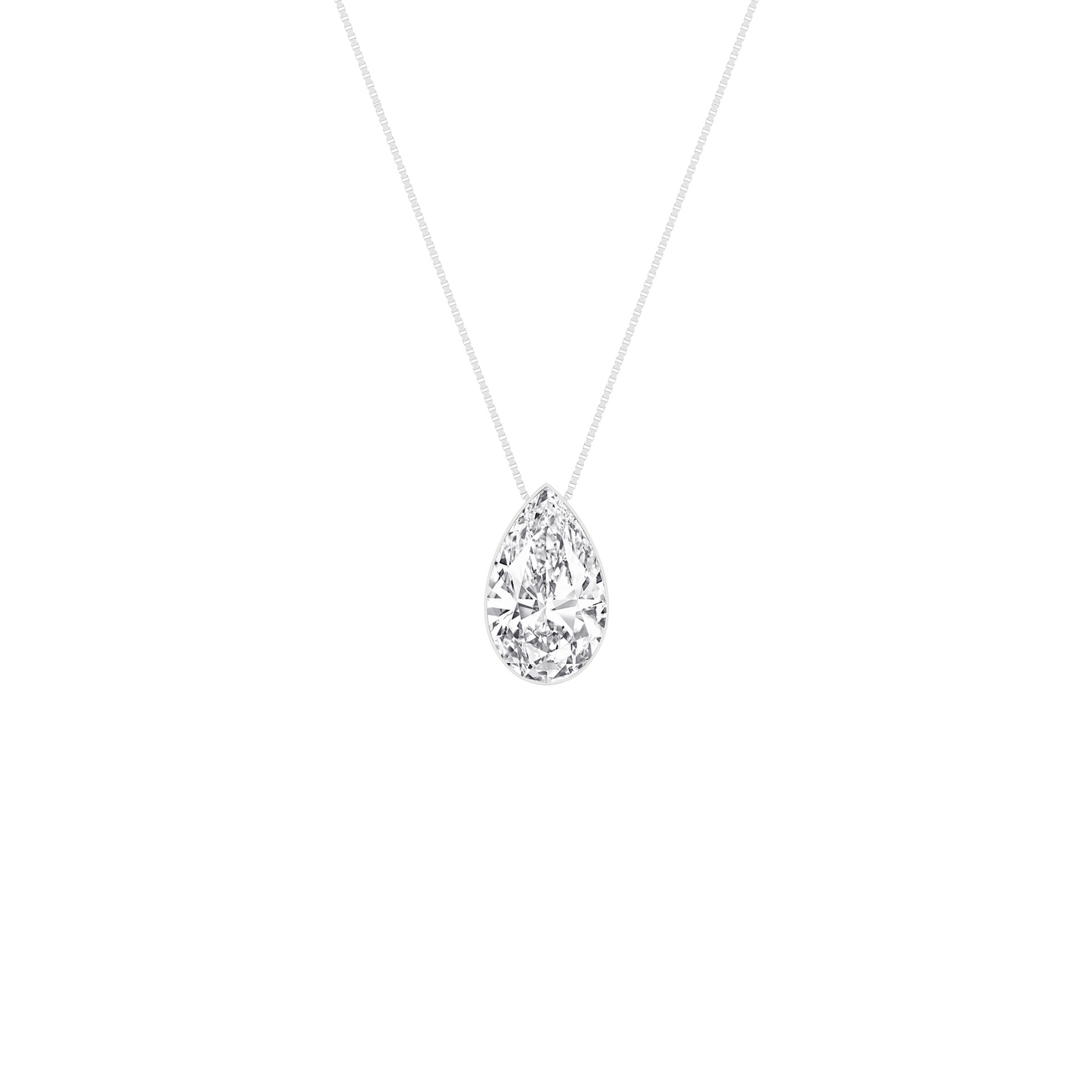 1 Carat Pear Lab Grown Diamond 14K Gold Seamless Solitaire Necklace