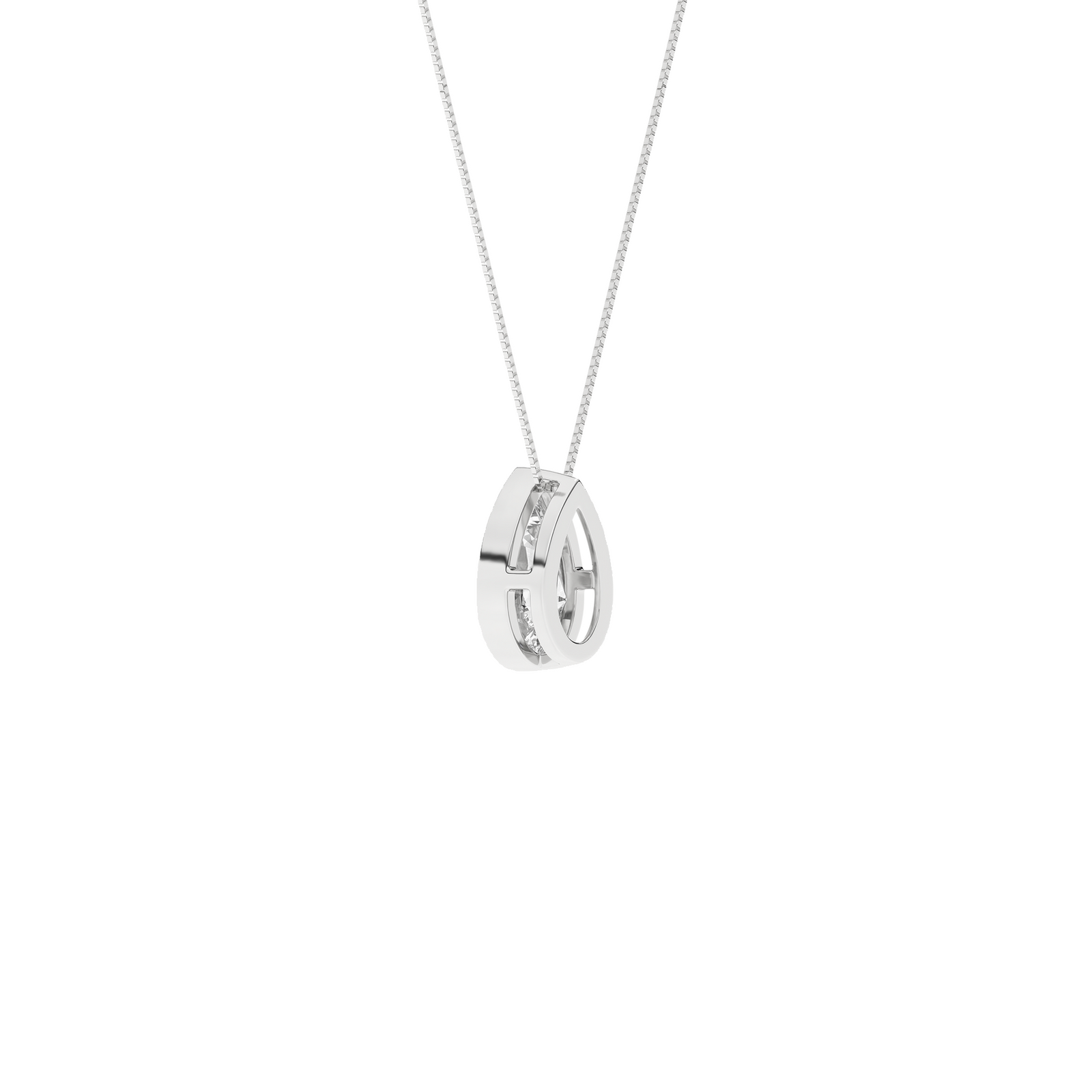 1 Carat Pear Lab Grown Diamond 14K Gold Seamless Solitaire Necklace