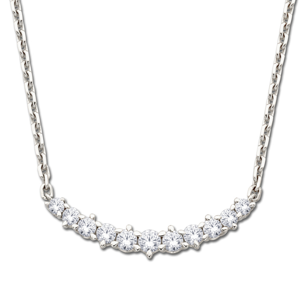14K White Gold 0.28ct. Diamond Curved Bar Necklace