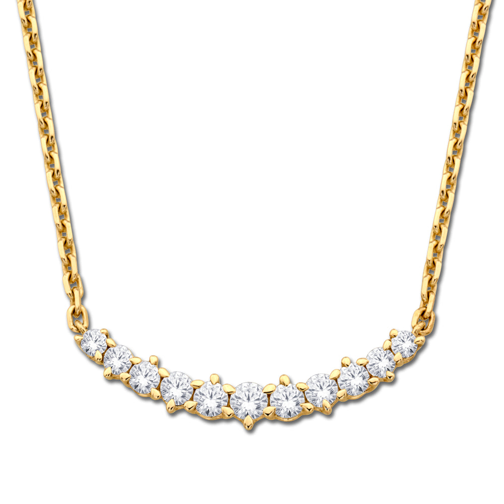 14K Yellow Gold 0.28ct. Diamond Curved Bar Necklace