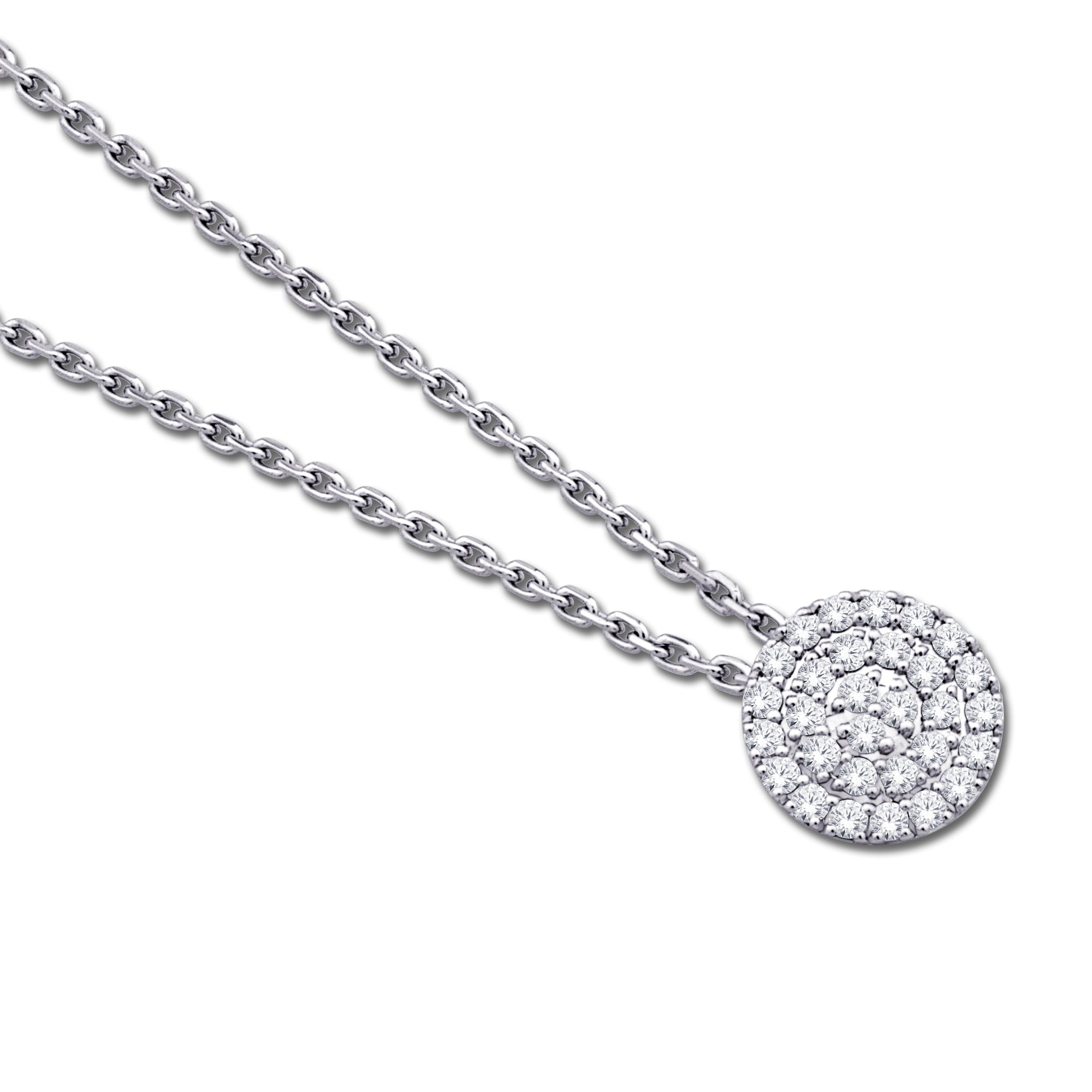 14K White Gold 0.26ct. Diamond Cluster Fashion Necklace