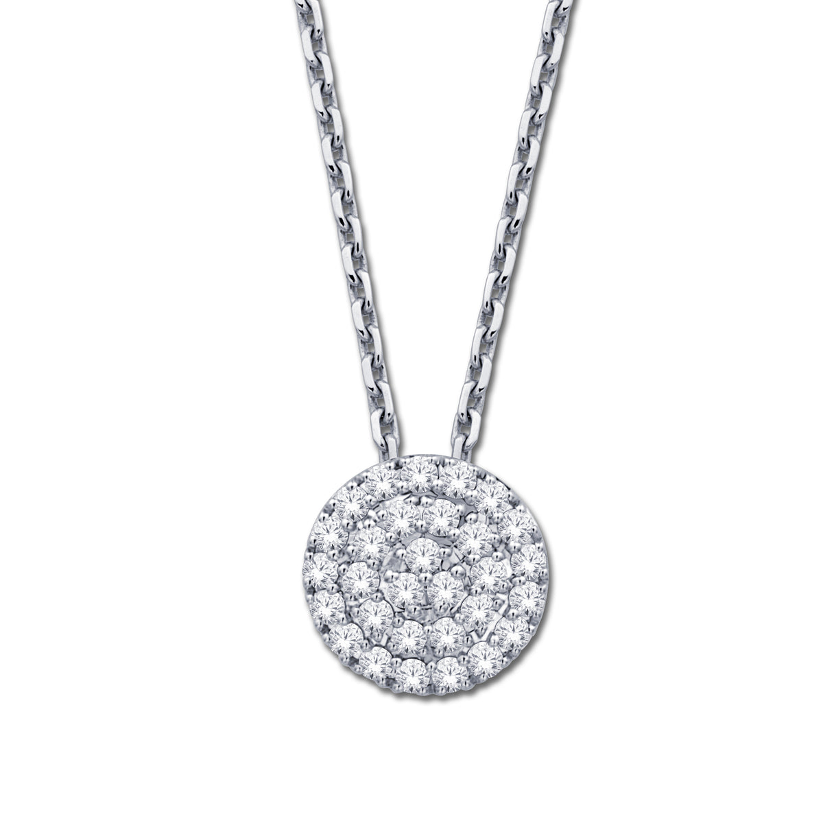 14K White Gold 0.26ct. Diamond Cluster Fashion Necklace