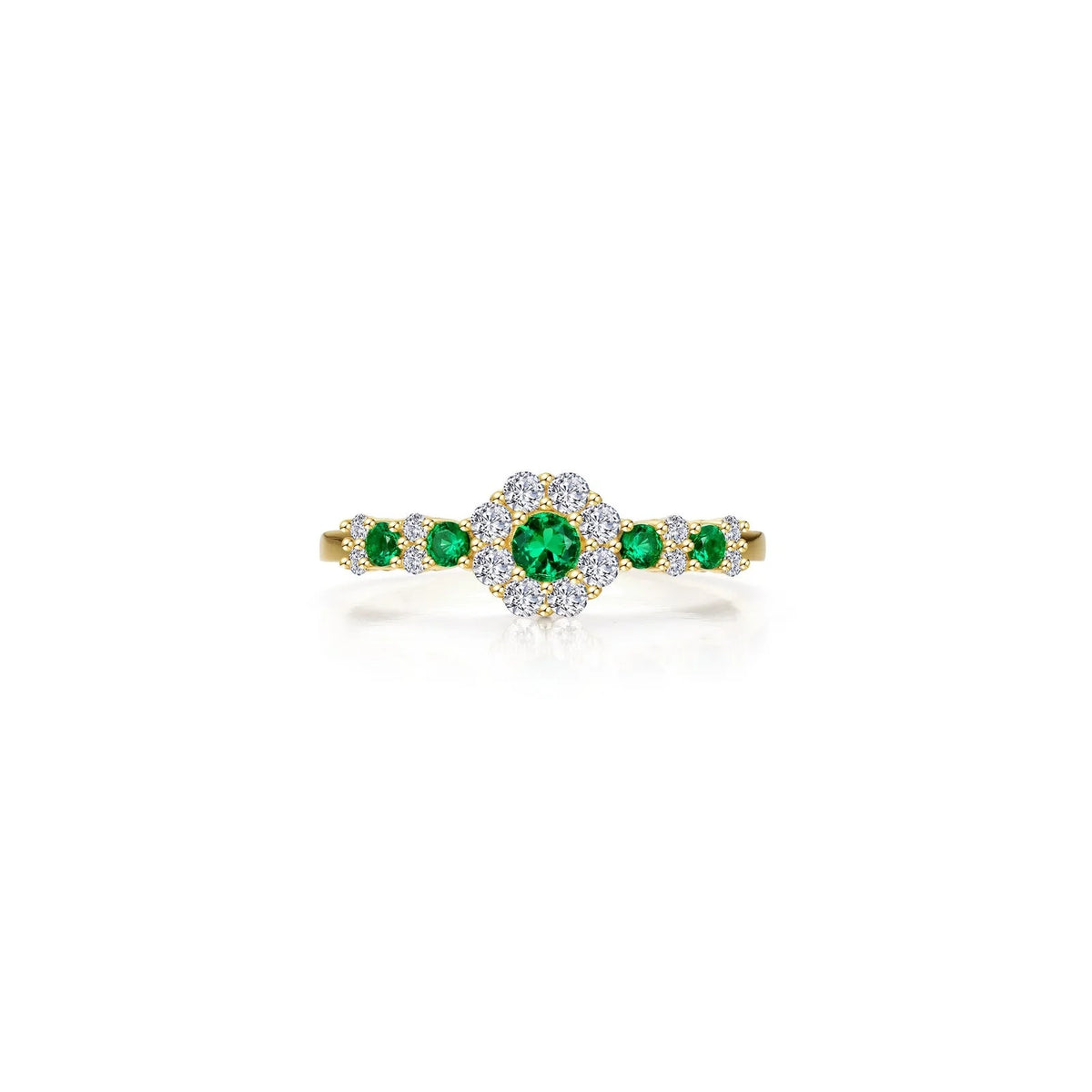 Lafonn Simulated Diamond &amp; Emerald Halo Flower Ring R0535CEG