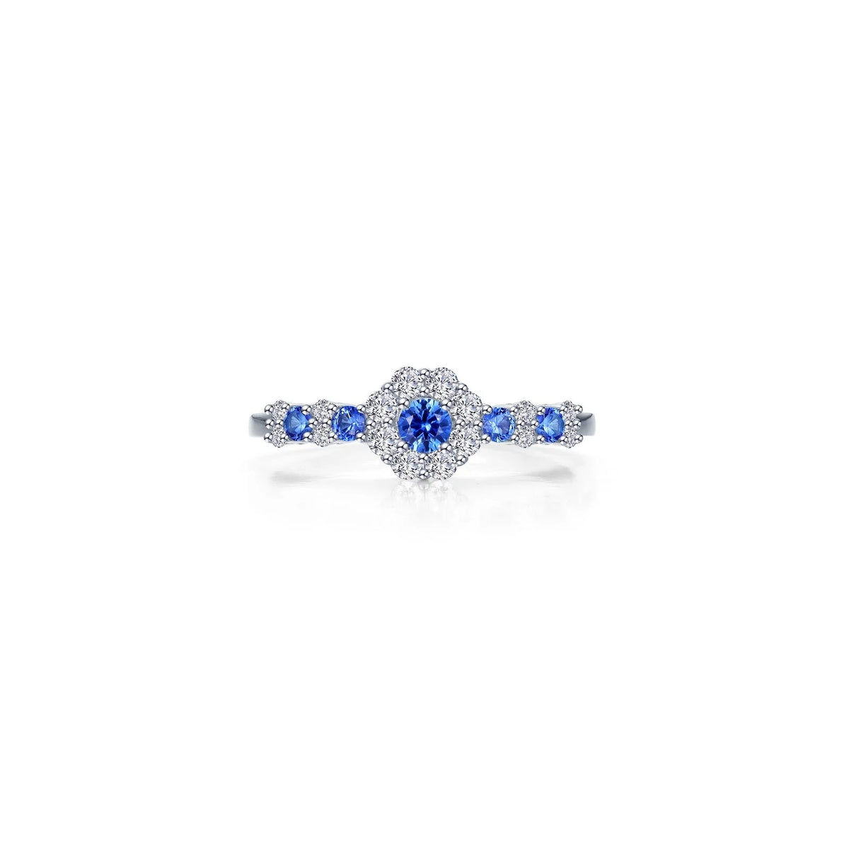 Lafonn Simulated Diamond &amp; Sapphire Halo Flower Ring R0535CSP