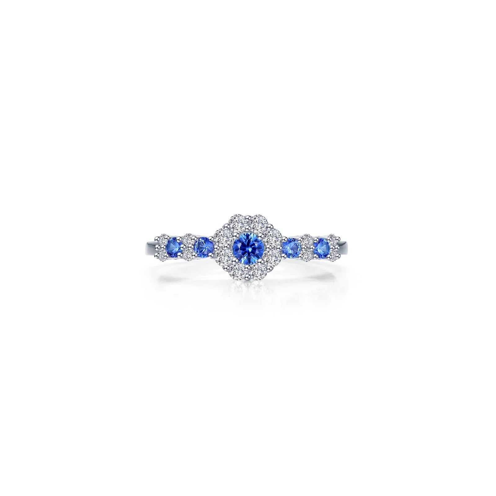 Lafonn Simulated Diamond & Sapphire Halo Flower Ring R0535CSP