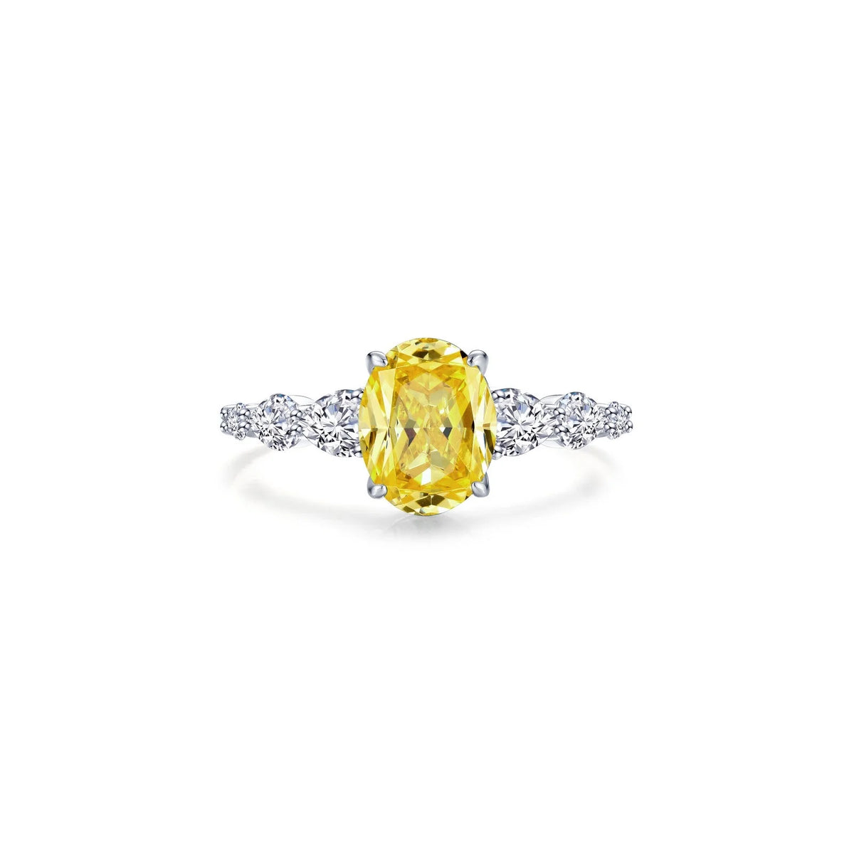 Lafonn Simulated Diamond &amp; Canary Oval Solitaire Ring R0540CAP05