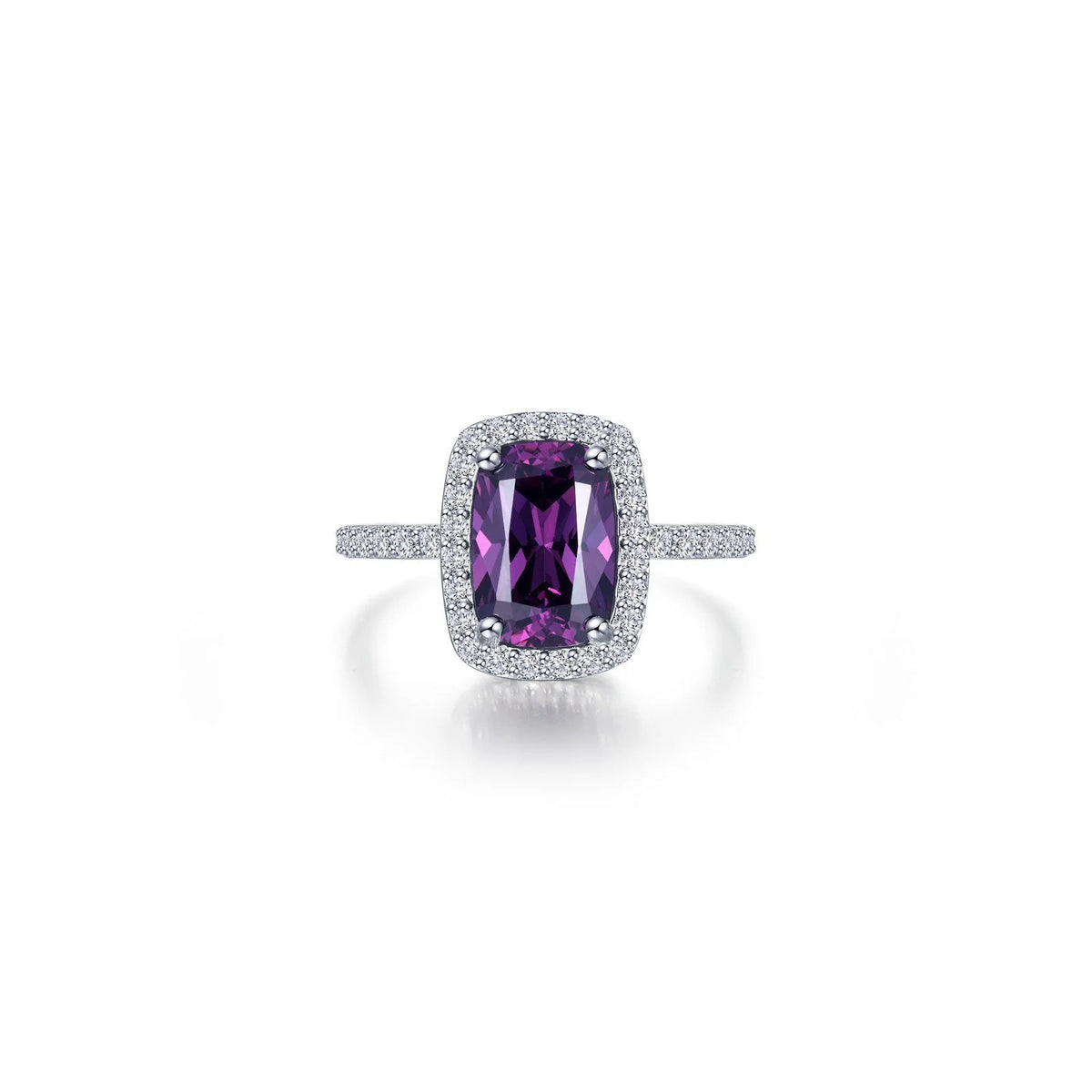 Lafonn Simulated Diamond &amp; Amethyst Halo Cushion-Cut Ring R0545AMP06