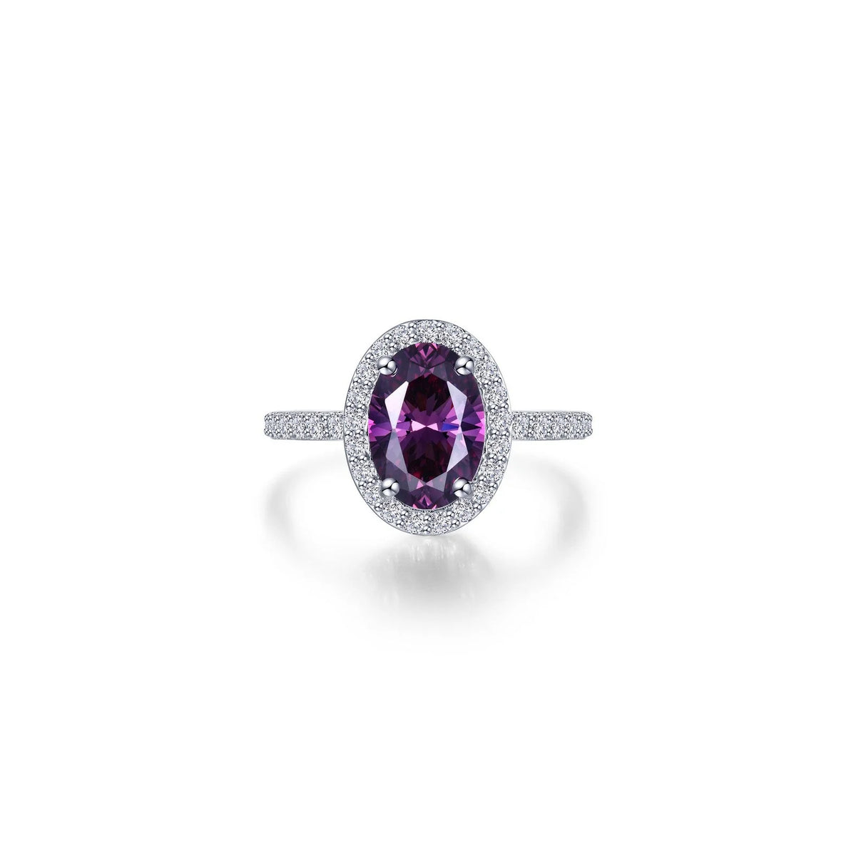 Lafonn Simulated Diamond &amp; Amethyst Oval Halo Ring R0546AMP