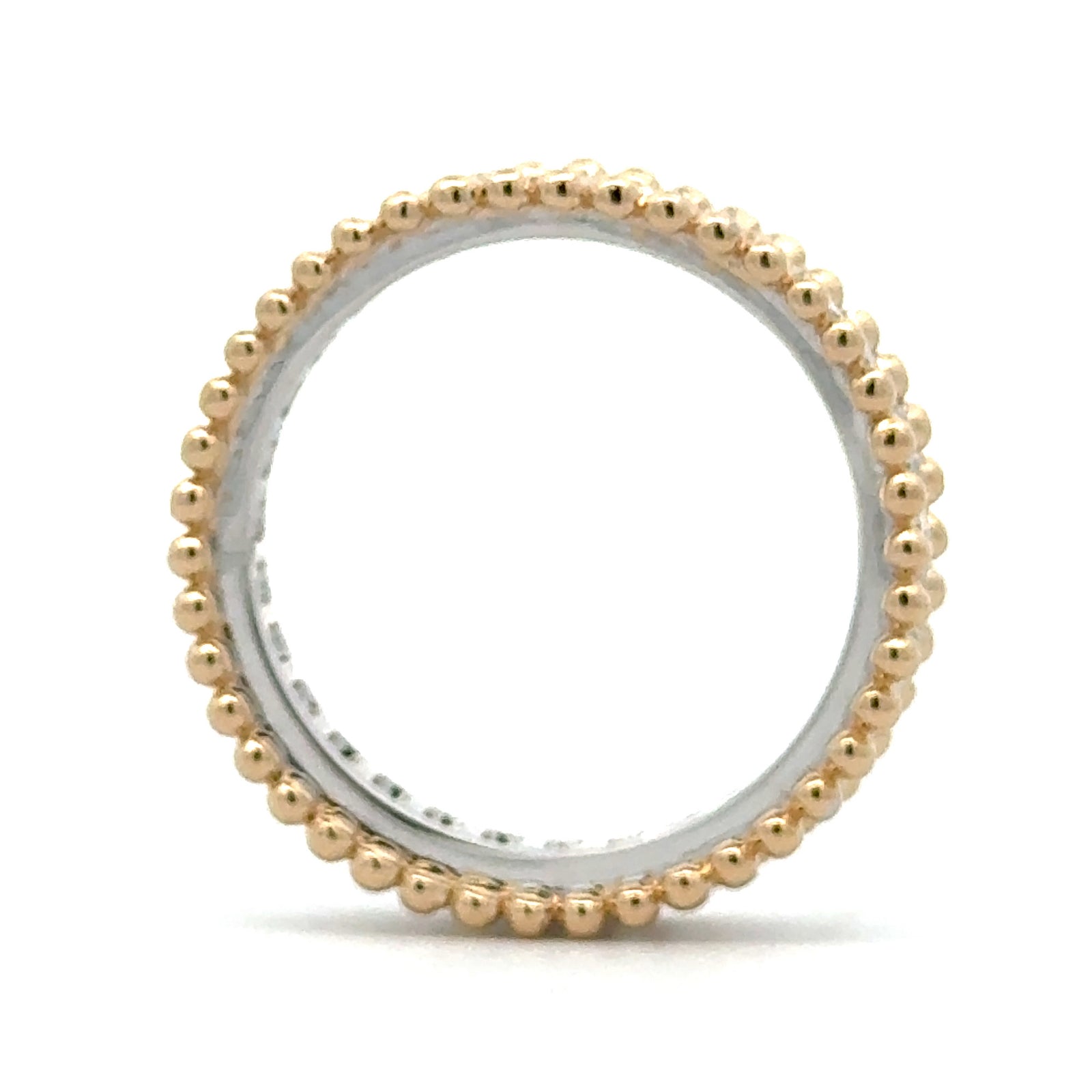 14K Yellow & White Gold 0.64cttw. Diamond Center Beaded Edge Fashion Ring