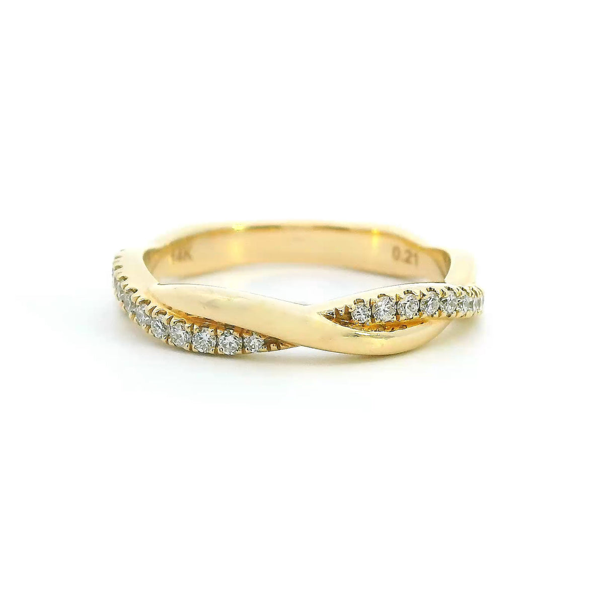 14K Yellow Gold 0.21cttw. Diamond Twist Fashion Ring
